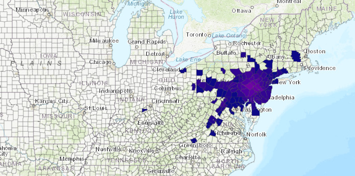 Map of the spread of spotted lanternfly in the U.S.